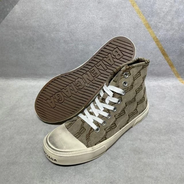 View 4 of BALENCIAGA MEN’S PARIS HIGH TOP TRAINERS BB MONOGRAM IN BEIGE – BB209