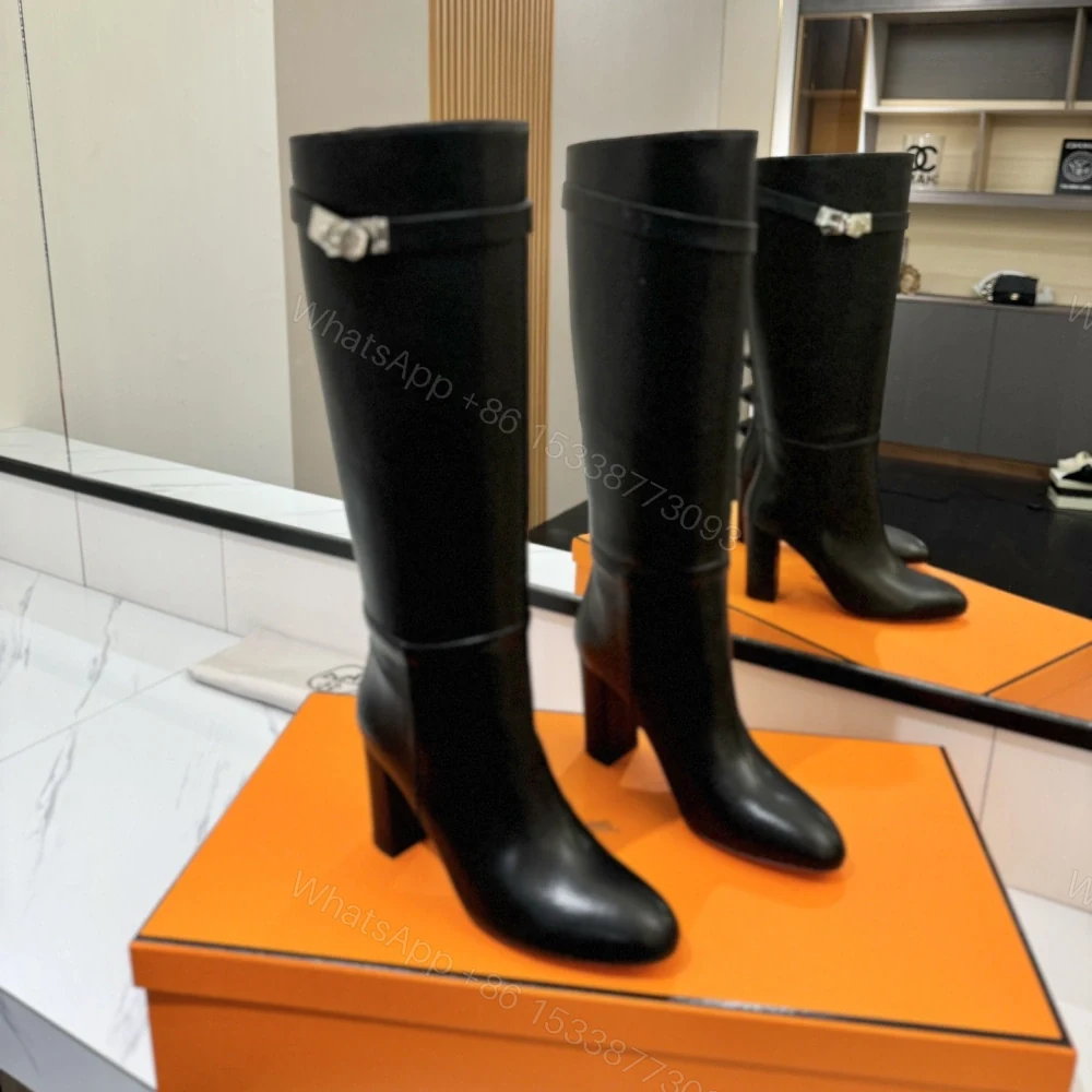 View 2 of 高仿Hermes*H182105ZG02小牛皮高筒靴黑色8.5CM免檢版