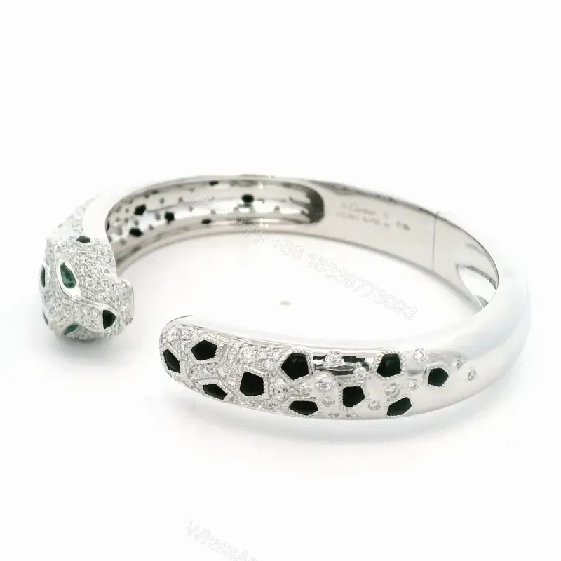 View 6 of Cartier Panthere De Cartier Medium Half-Pave Onyx Bracelet