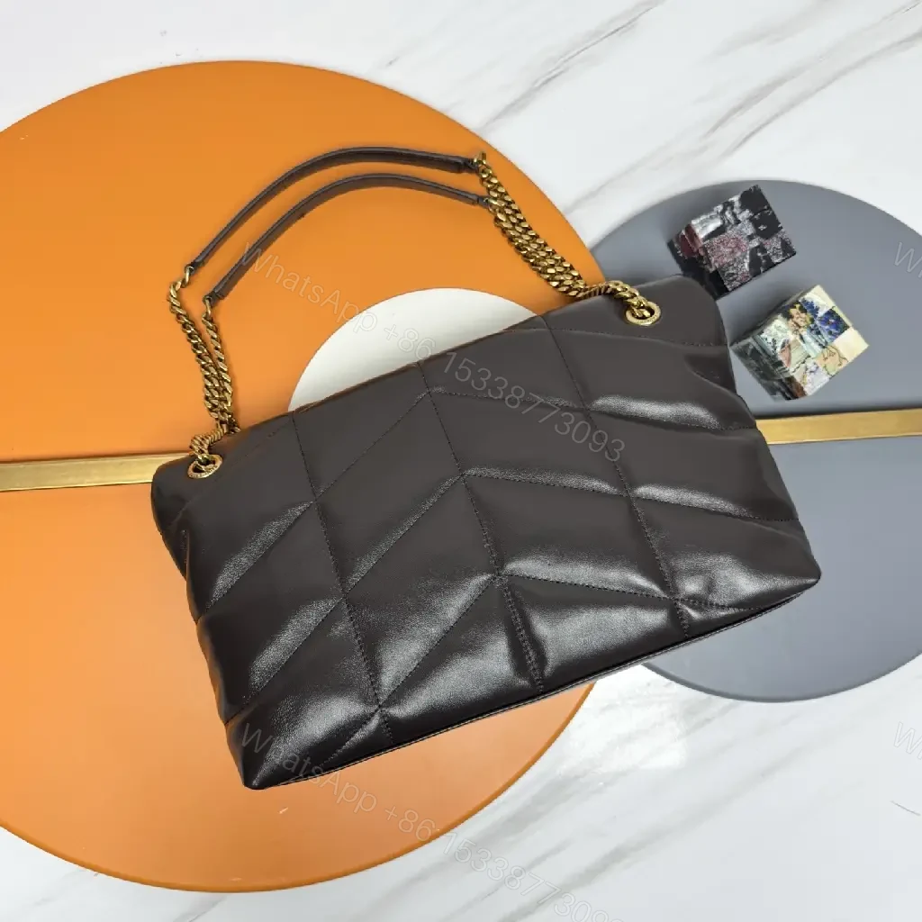 View 8 of Black Quilted Leather Shoulder Bag with Gold Hardware