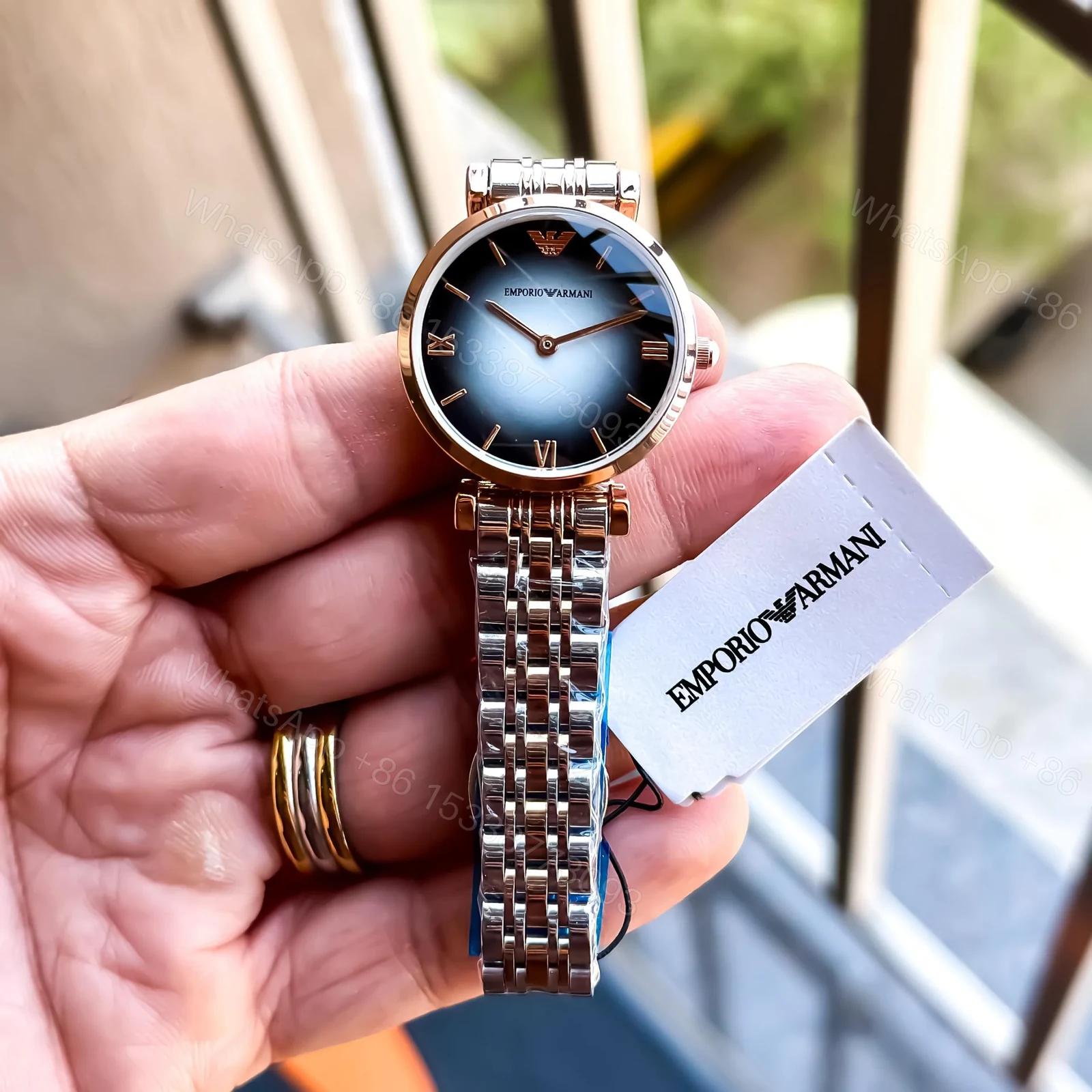 View 3 of Emporio Armani Rose Gold Two-Tone Stainless Steel