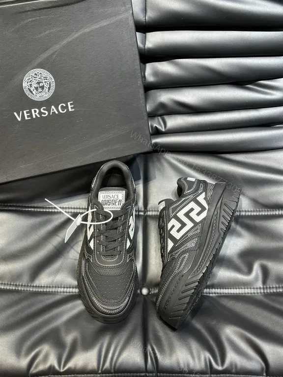 View 6 of Versace-Inspired London Runner Sneakers: Black, Premium Leather