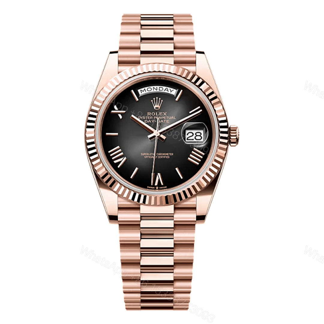 Rolex Day-Date Rose Gold Smoked Slate Replica — view 1