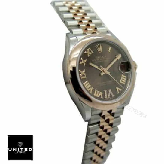 View 6 of Rolex Datejust 278341RBR Everose Gold and Chocolate with Diamond Dial Jubilee Replica