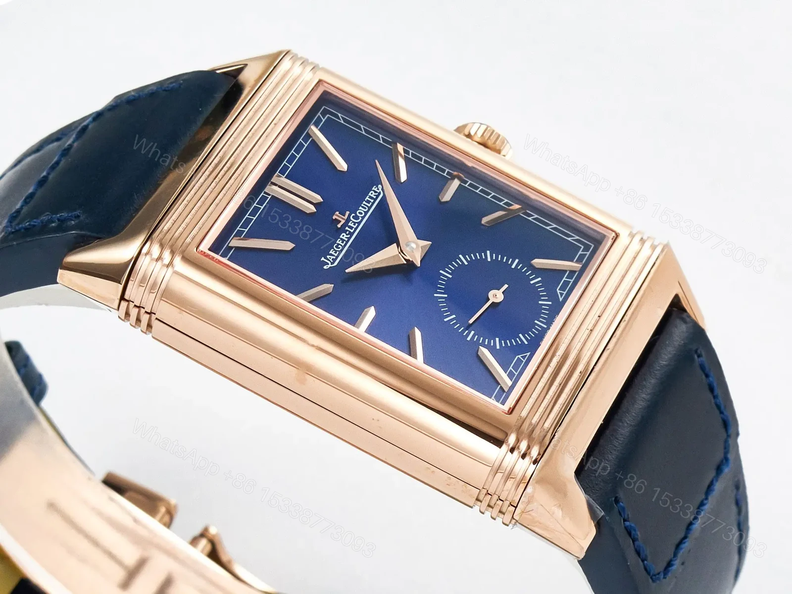 View 7 of Reverso Tribute Duoface Small Seconds RG MGF Best Edition Blue Dial on Blue Leather Strap A854A