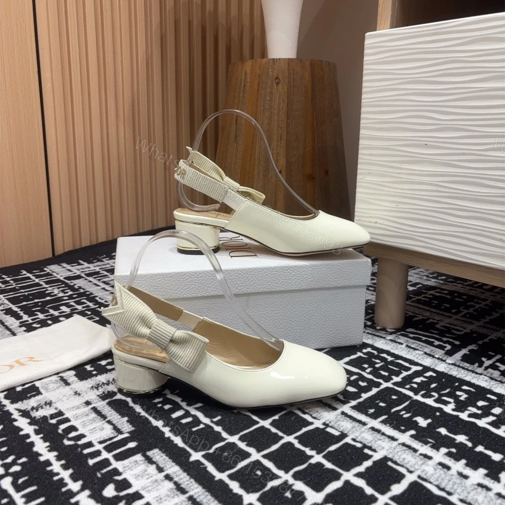 View 7 of 高仿Dior*Miss系列KDV271露跟蝴蝶結矮踭鞋白色免檢版