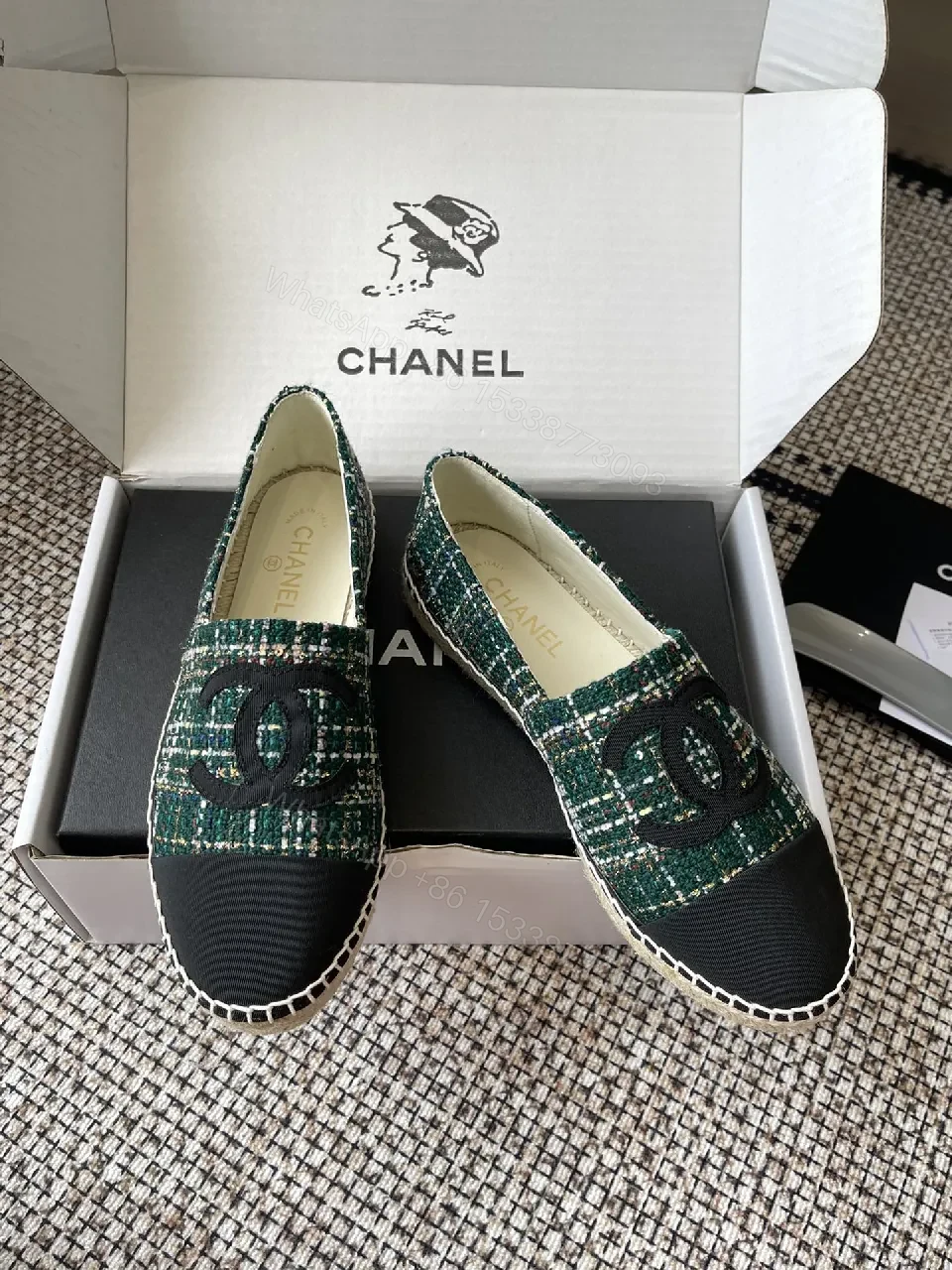 View 5 of Green Tweed Slip-Ons: Luxe Logo Cap Toe Loafers
