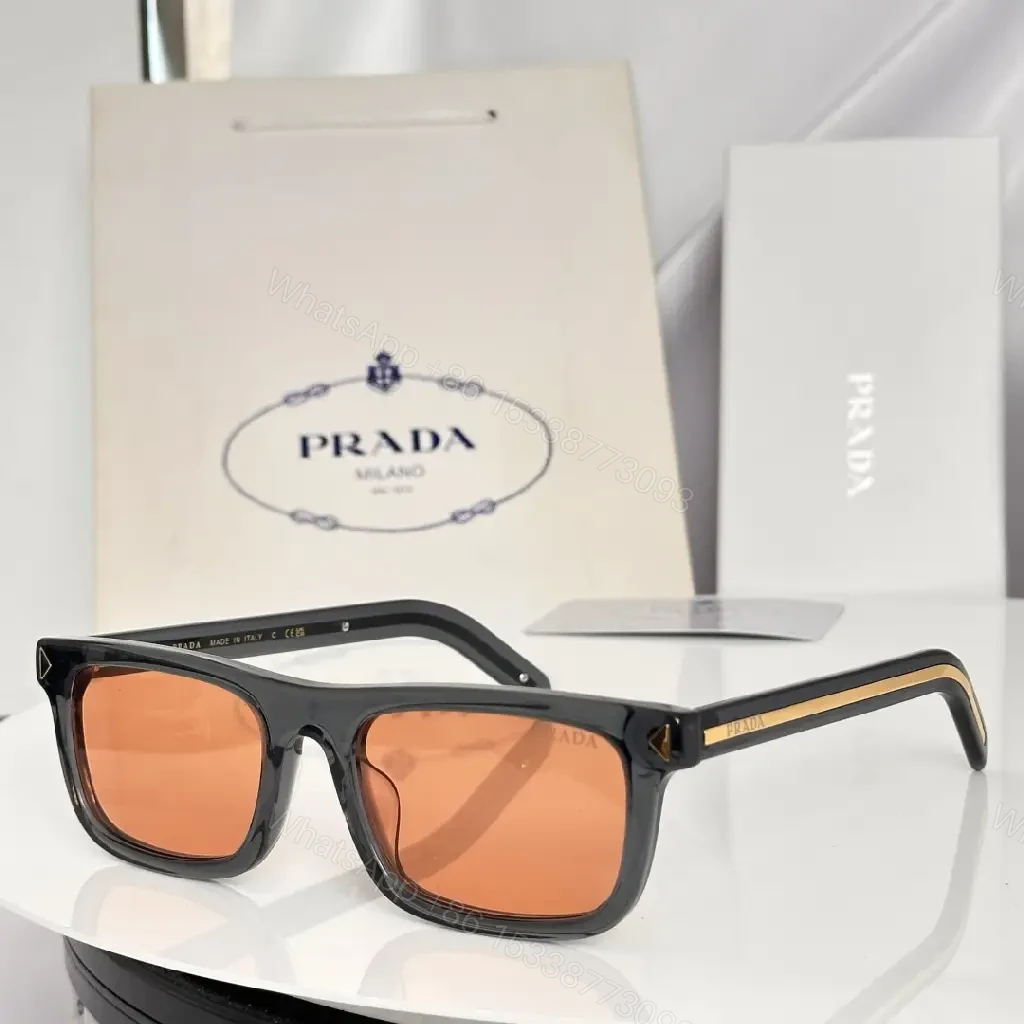 View 5 of Black Frame Clear Lenses Bold Oversized Glasses with PRADA Branding