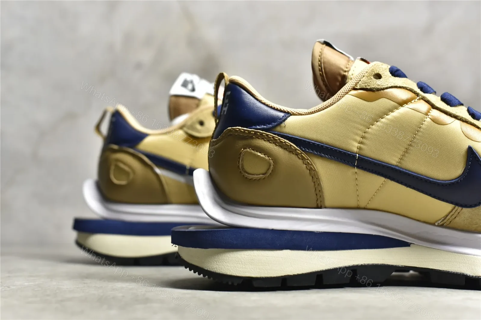 View 5 of Sacai × Nike VaporWaffle “Sesame and Blue Void” Replicas