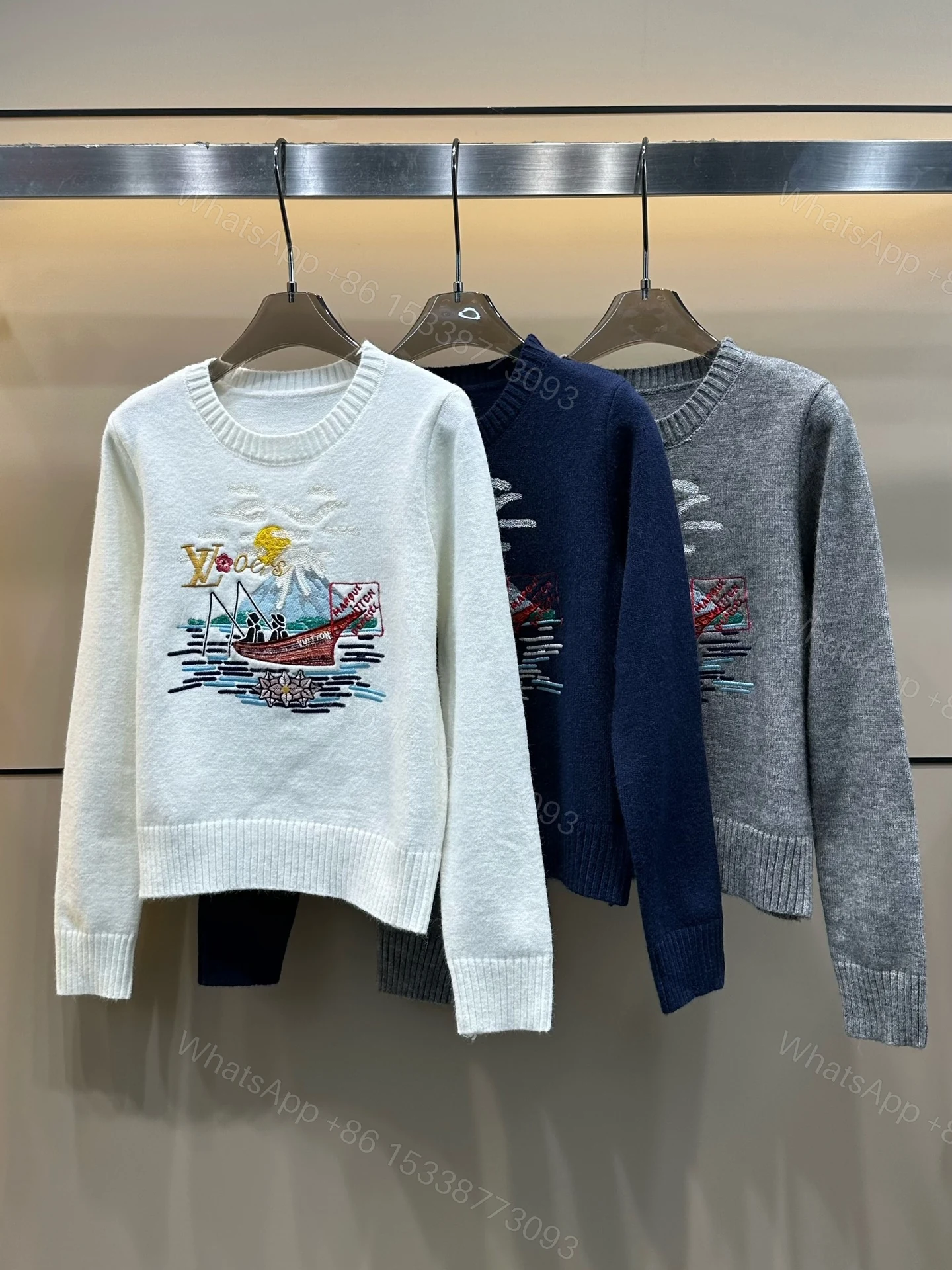 LV A貨女士針織毛衣海景刺繡休閒設計款 — view 1
