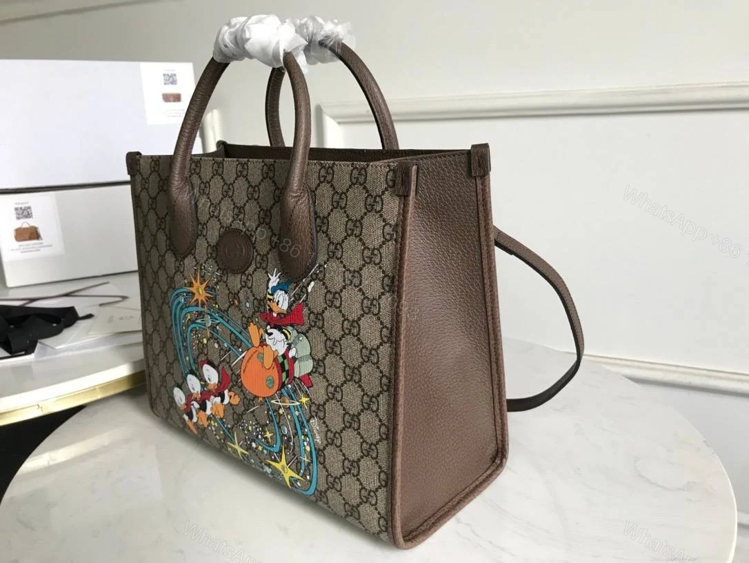 View 3 of Gucci Beige Canvas Donald Duck Tote Bag