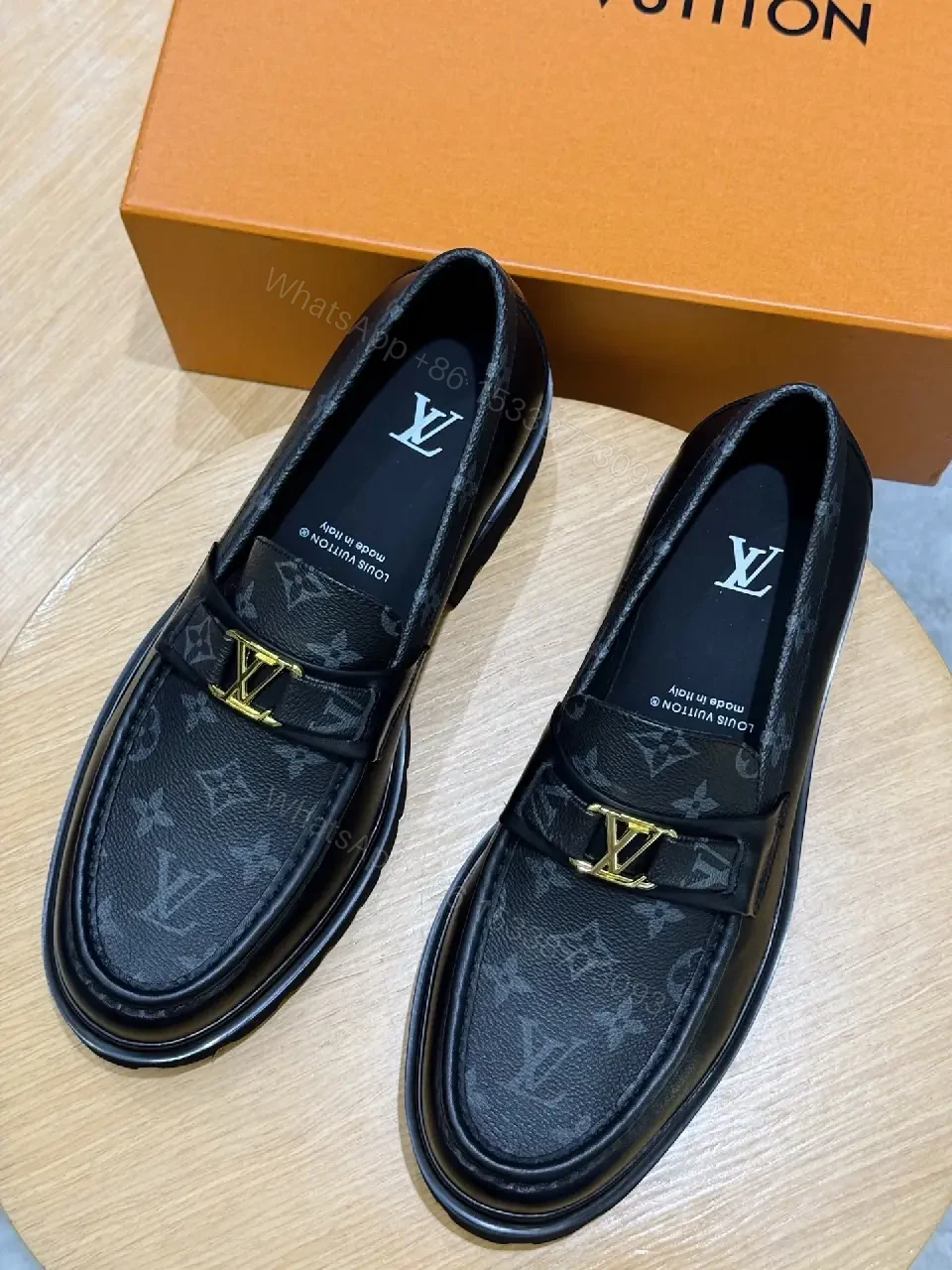 View 9 of Monogram Texture Slip-On Loafers: Luxe Comfort Shoes