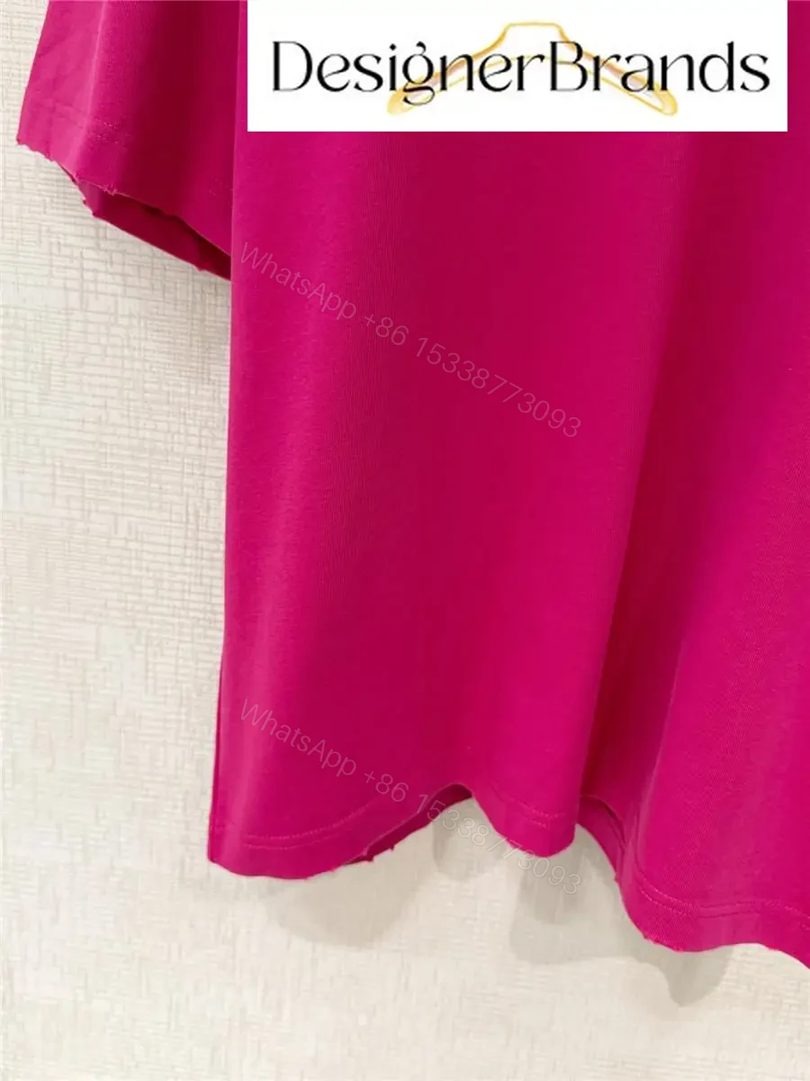 View 3 of Bold Fuchsia Logo Tee: Oversized Cotton-Creast Crest Top