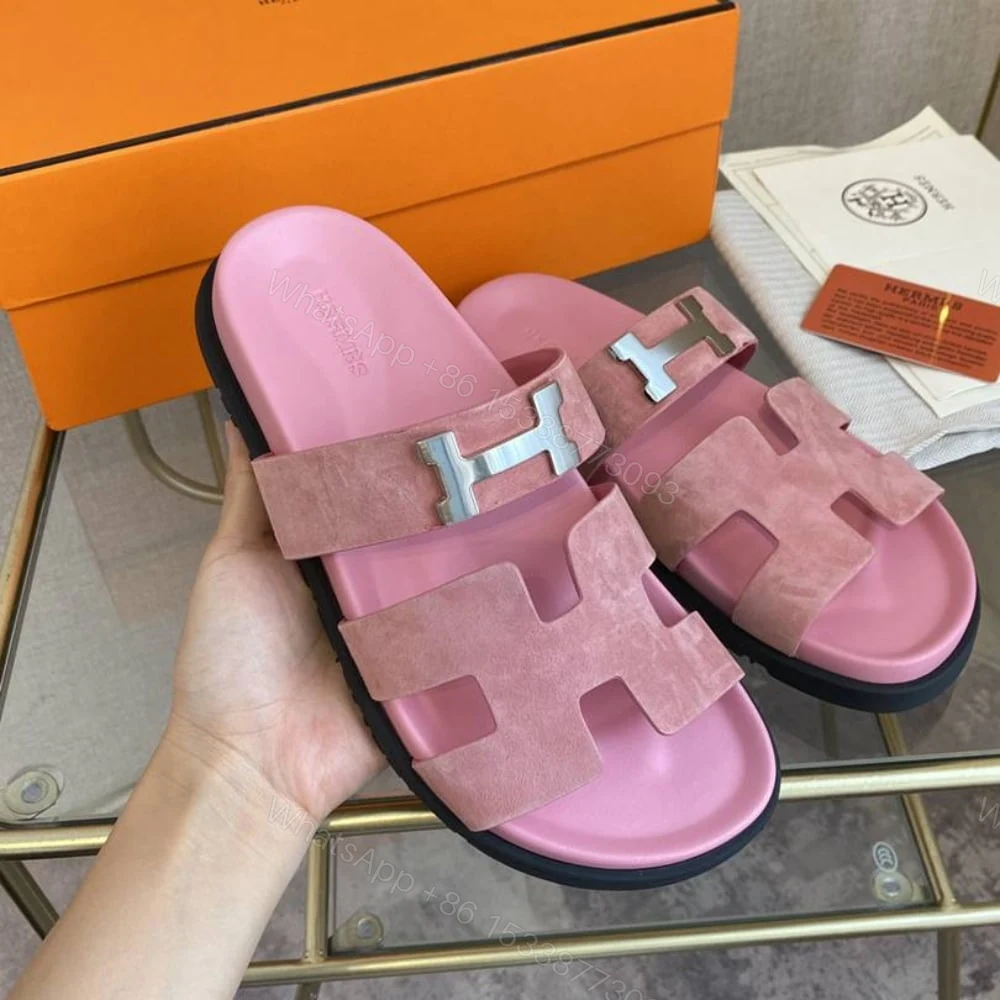 View 5 of Hermes Chypre Sandal H Logo Silver Hardware Pink