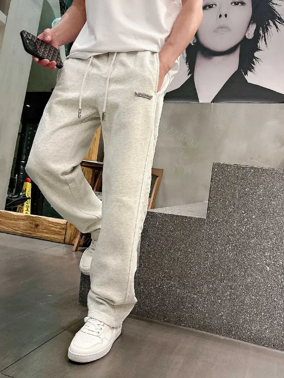 View 10 of Light Gray Heathered Joggers – Relaxed Streetwear, Drawstring Waist