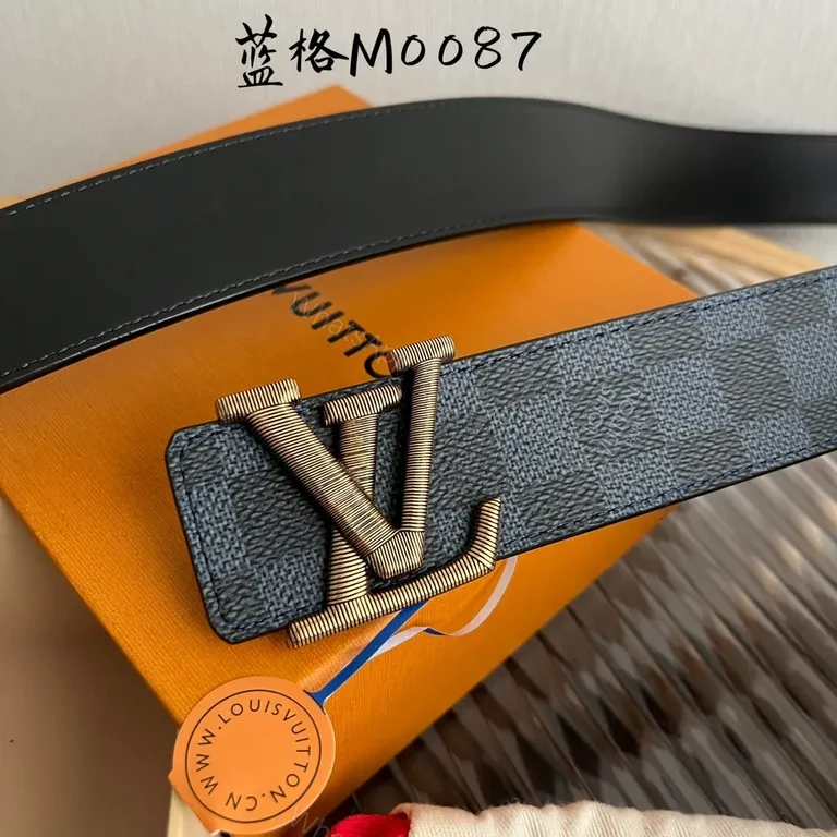 View 7 of Bold LV Checker Belt: Lux Durable Everyday Accessory