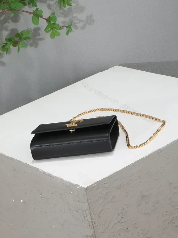 View 6 of Chic Black Leather Flap Bag â€” Gold Hardware, All-Day Versatility