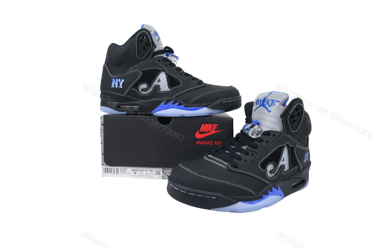 View 8 of Awake NY x Air Jordan 5 Retro 'Black Racer Blue' DV4982-004