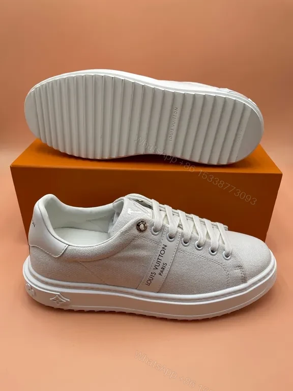 View 4 of Beige Canvas Luxe Sneakers: Subtle LV-Inspired Comfort