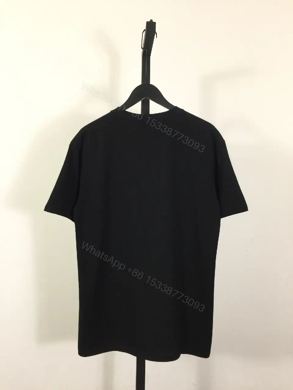 View 4 of Black Crew Neck Tee with Bold Dior Stitch Logo Short-Sleeve T-Shirt