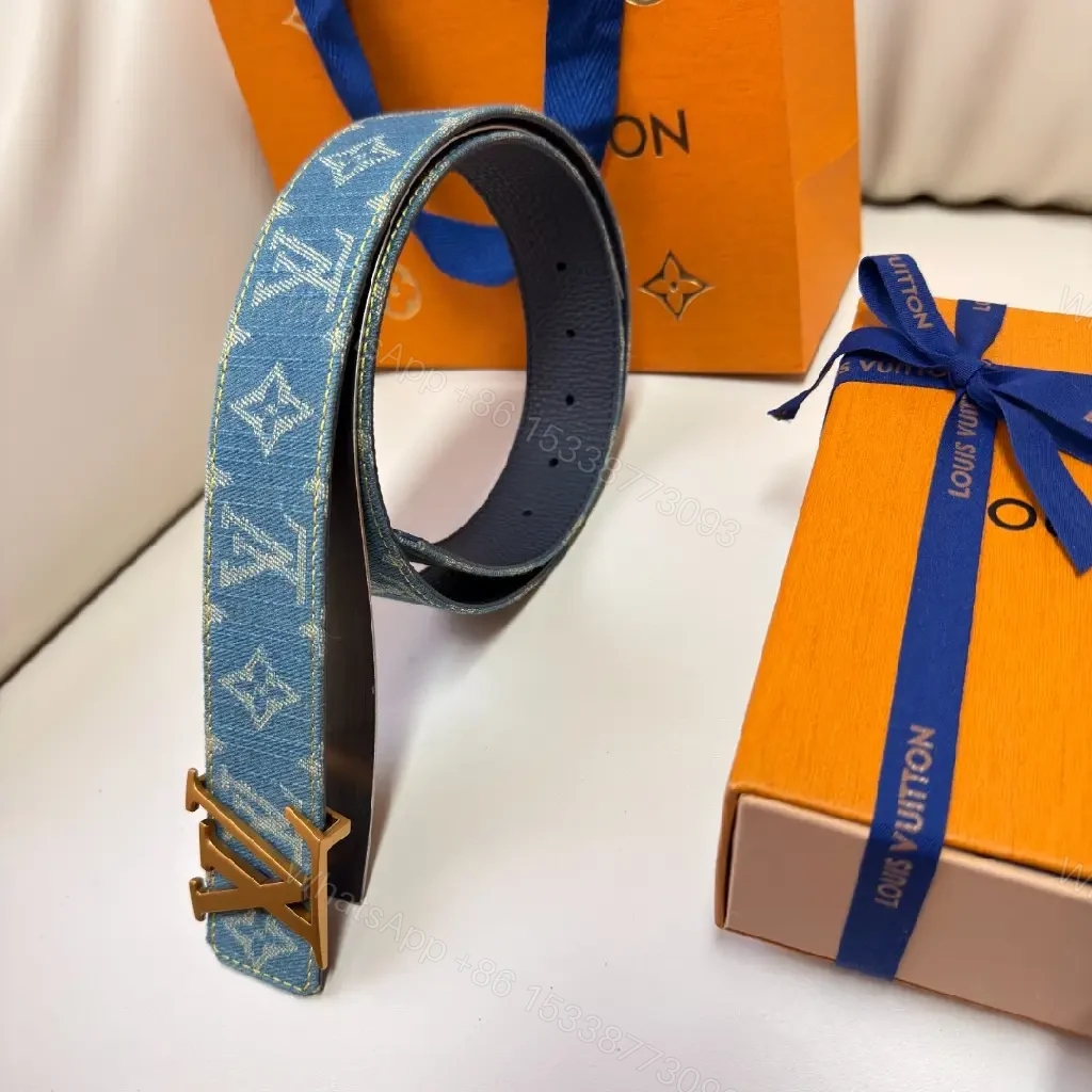 View 2 of Denim-Texture Monogram Belt: Subtle Luxury, Everyday Comfort