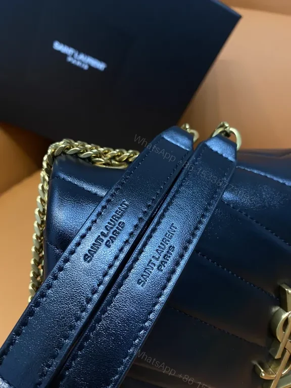 View 5 of Chic Quilted Leather Shoulder Bag with Gold Chain - YSL-Inspired Luxury Crossbody