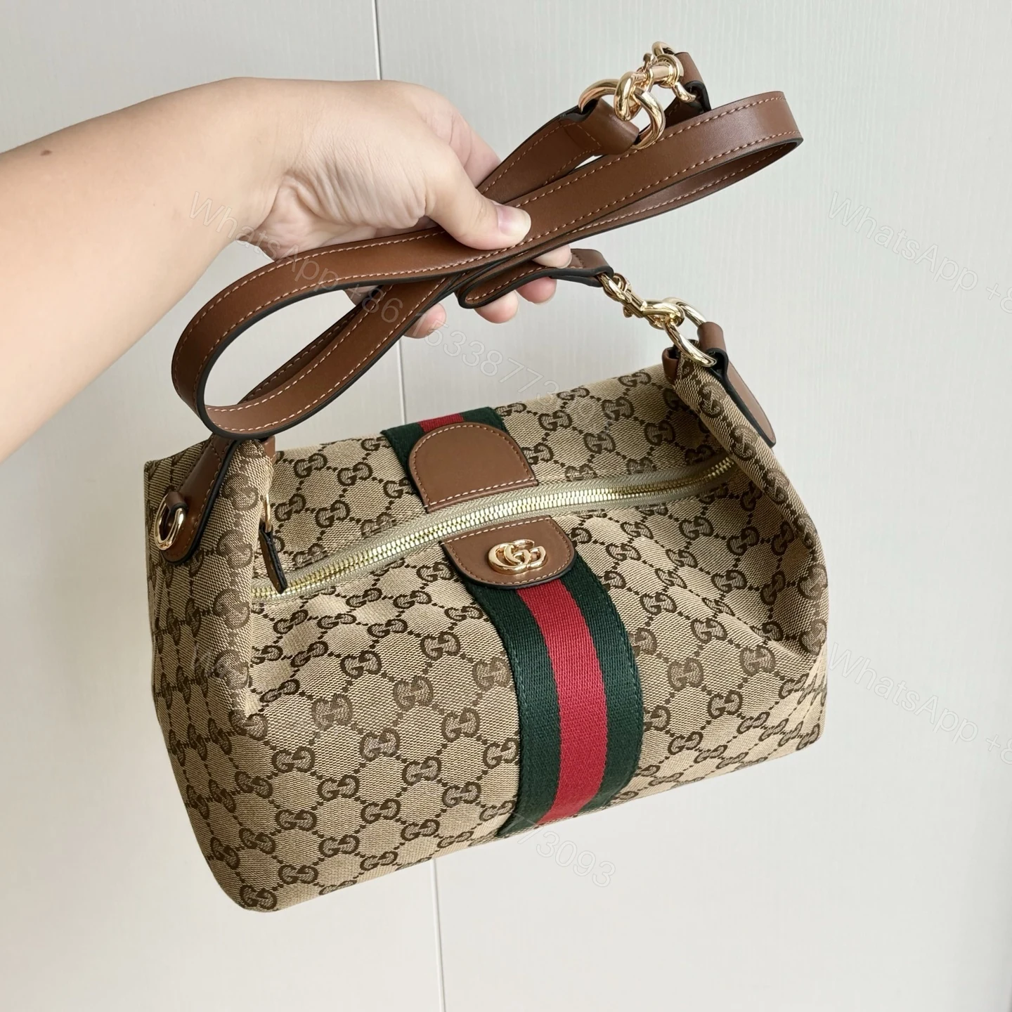 View 4 of Gucci Vanity Medium Top Handle Bag Beige And Brown GG Canvas 27Cm