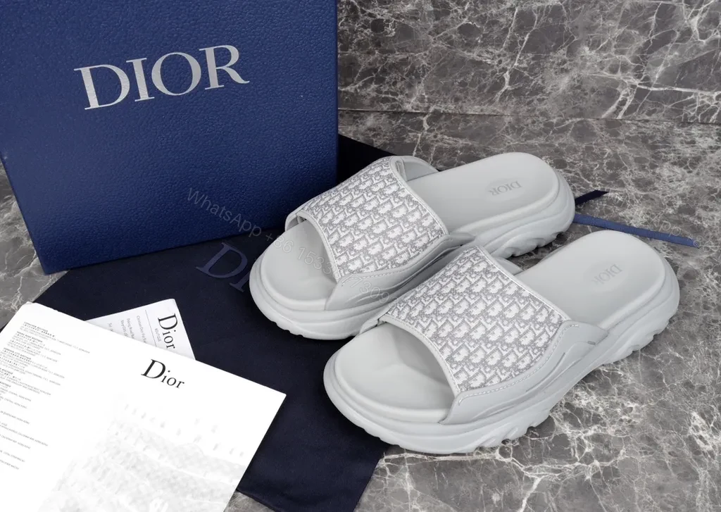 View 5 of Monogram Texture Slides: Dior-Inspired Luxe Comfort