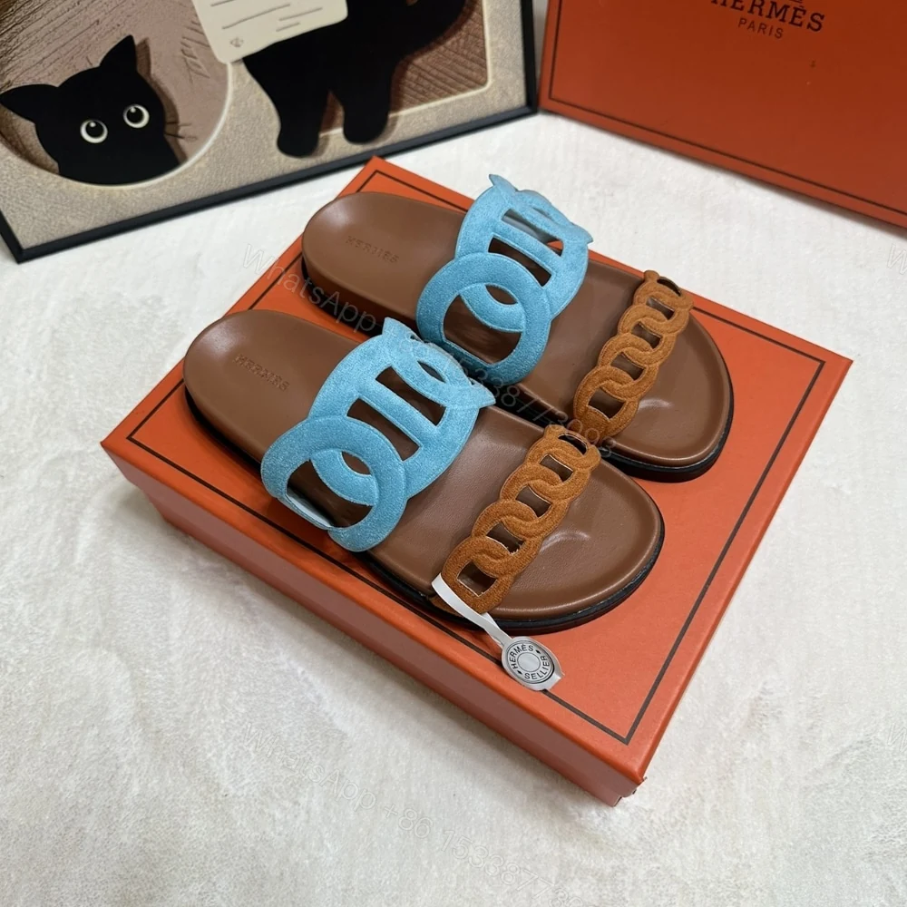 View 4 of HERMES EXTRA SANDAL MINERAL BLUE AND NATURAL H222301Z 6H345