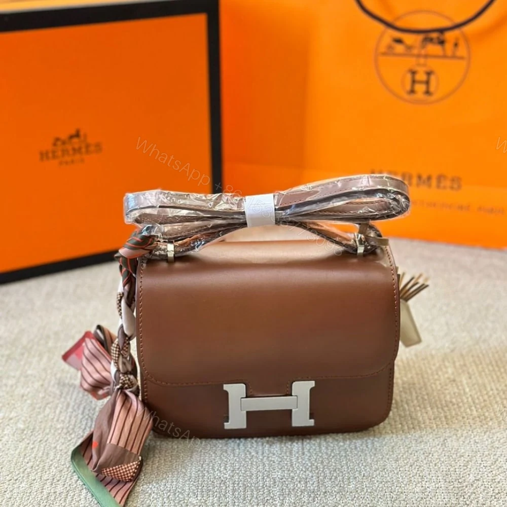 View 2 of Hermes Constance Mini Epsom Silver Toned Hardware Brown 19Cm