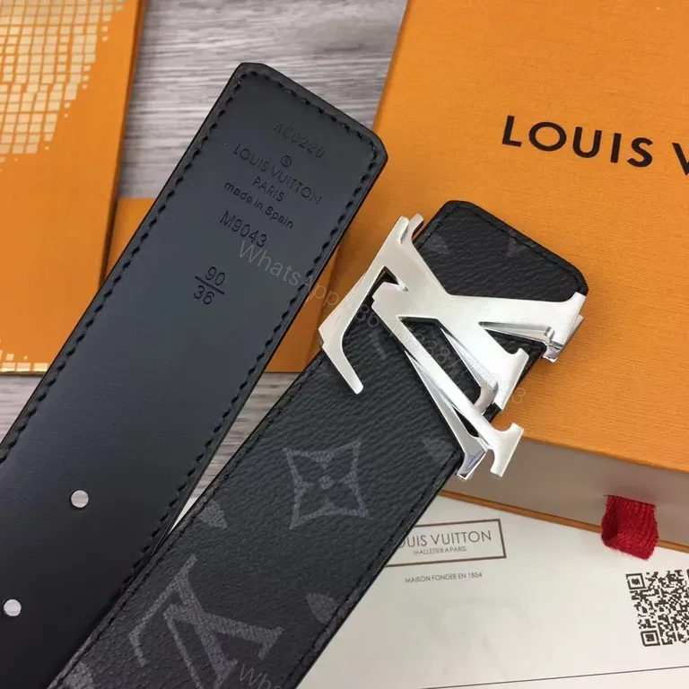 View 5 of Monogram Belt: Black LV Canvas, Bold Silver Buckle, Luxury
