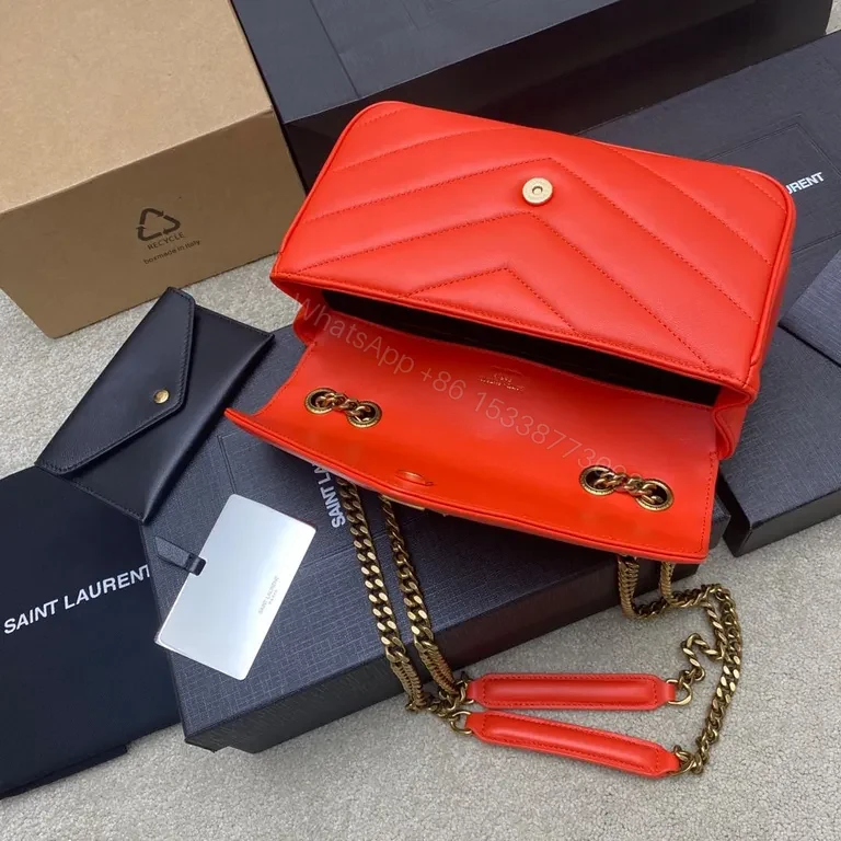 View 3 of Coral YSL Quilted Flap Bag: Luxe Everyday Statement