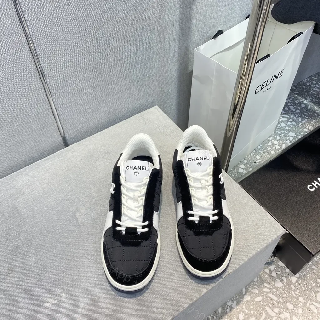 View 7 of Black & White Quilted Low-Top Sneaker with Luxe Comfort