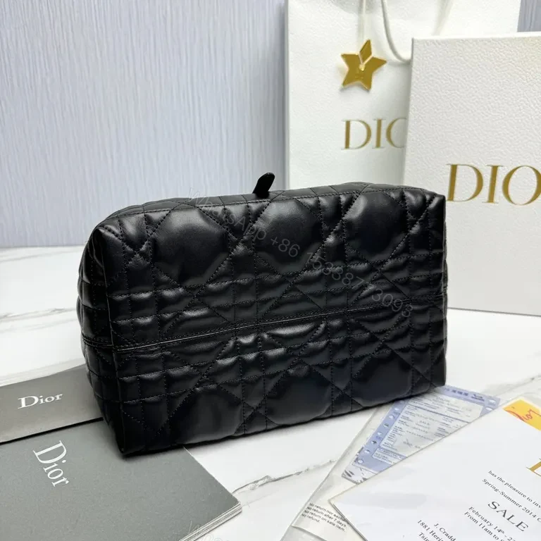 View 5 of Chic Quilted Satchel with Gold Dior Charm - Luxury Bag