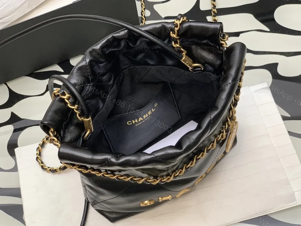 View 5 of Chanel-Inspired Black Quilted Mini Bag with Gold Chain