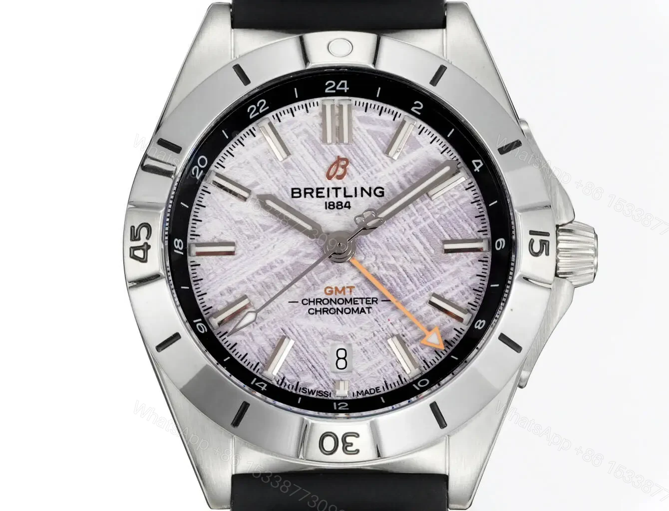 View 2 of Breitling Chronomat 40 GMT Stainless Steel Silver Dial Erling Haaland Black Rubber P323982A1F1S1