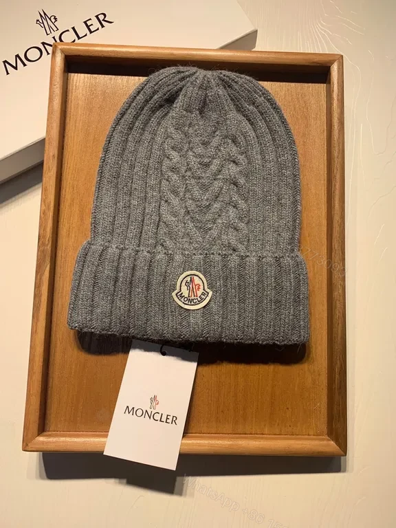 View 9 of Grey Wool-Blend Moncler Knit Beanie & Scarf Set