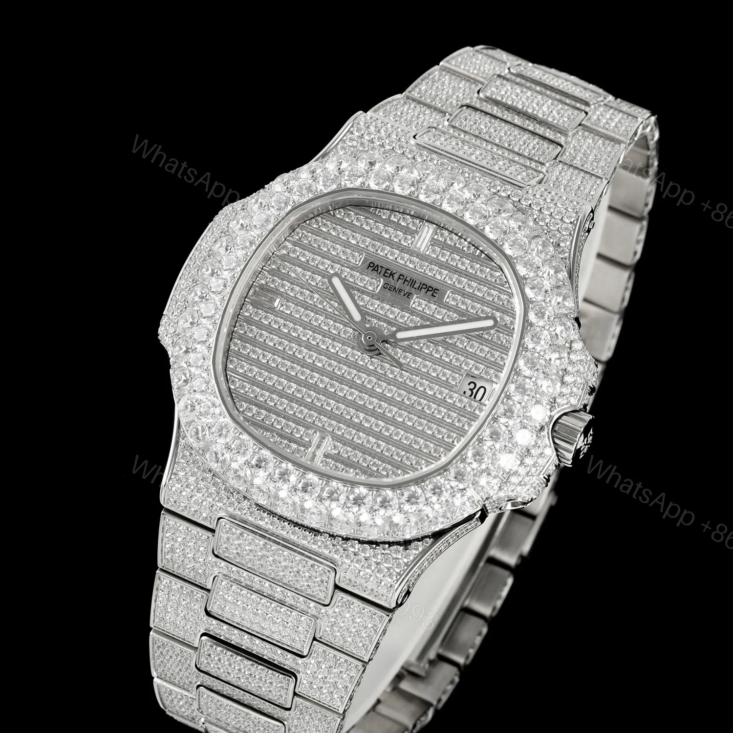 View 3 of Patek Philippe Nautilus 5711 BD1 Full Diamond Pavé Luxury Watch 40mm Edition AMG-PP-BD1-5711-2600-LUXURY