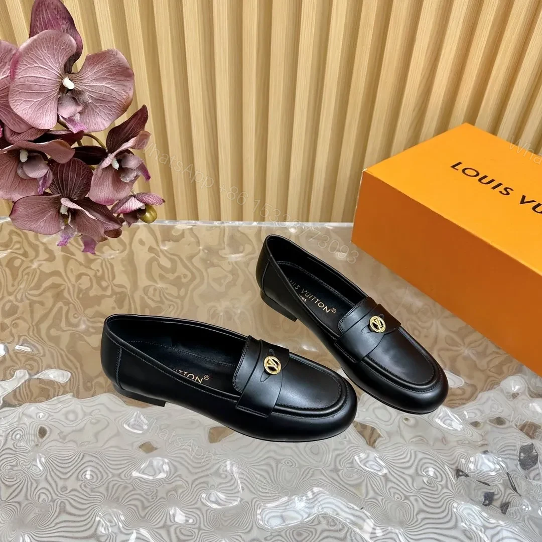 View 2 of LV Women Black Leather Loafers