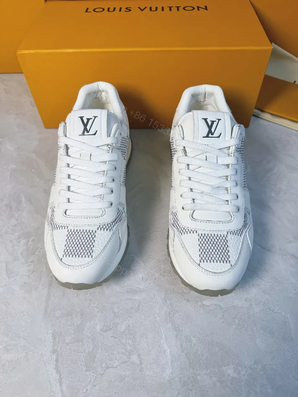View 5 of Premium Leather Sneakers with Breathable Mesh and LV Detailing