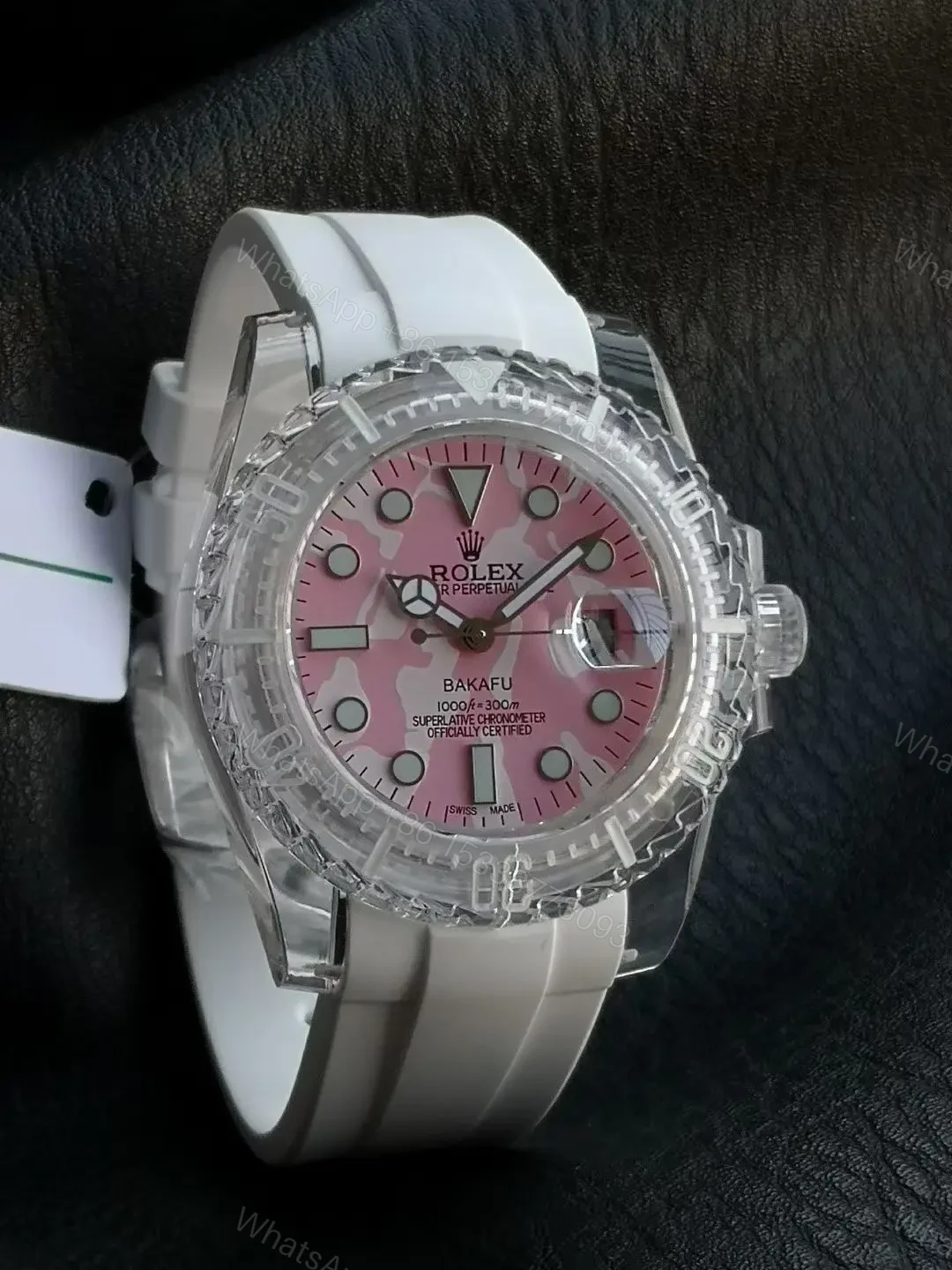 Premium Rolex Submariner Date Phantomlab Pink Camo replica 40MM White Rubber Strap Edition RLX-SUB-DATE-PHANTOMLAB-PINK-CAMO-40MM-WHITE-RUBBER-STRAP — view 1