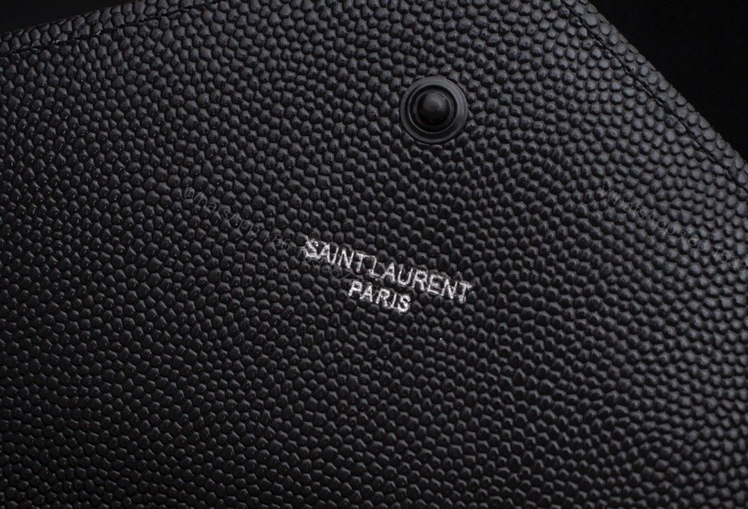 View 4 of Saint Laurent Matelasse Grain de Poudre Matte Black Monogram Chain Wallet