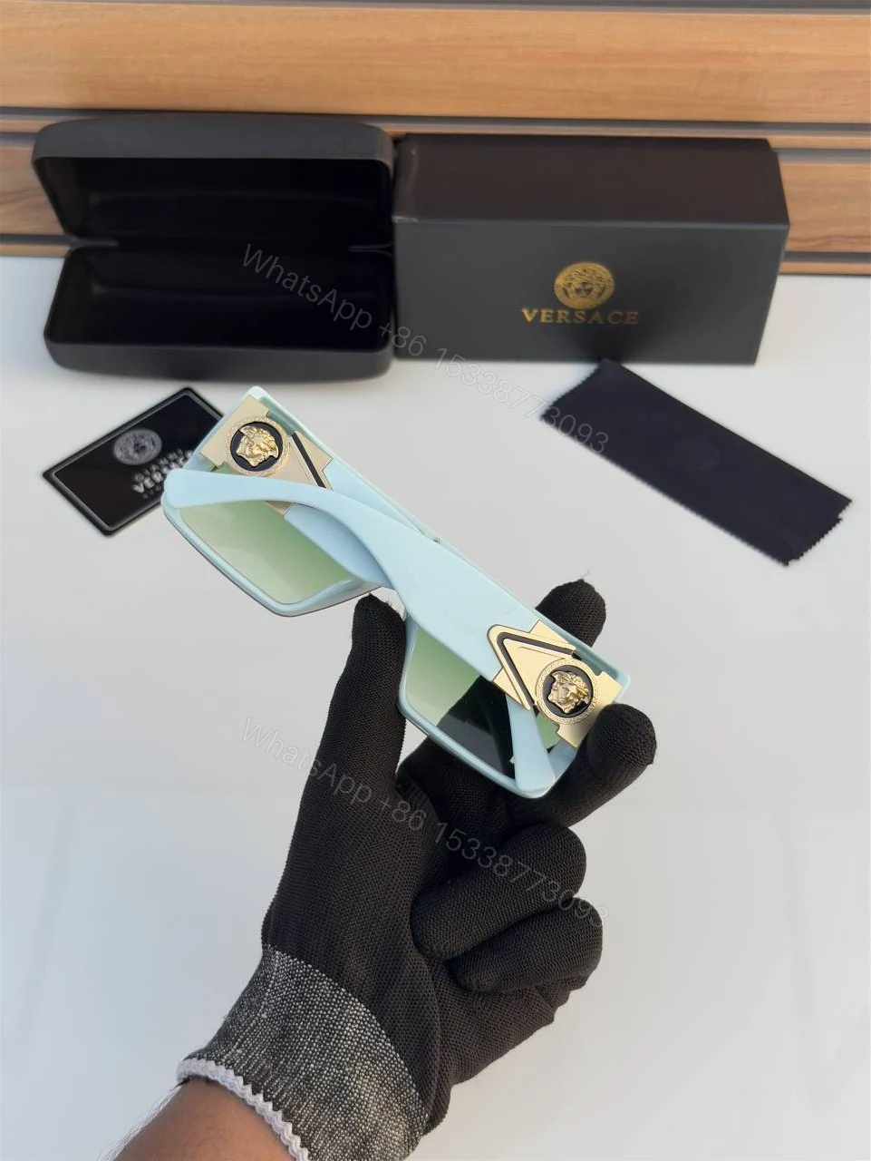 View 3 of First Copy Versace 21015 Green Sunglasses