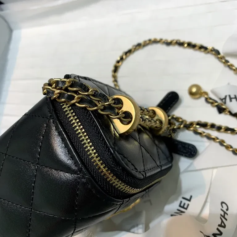 View 3 of Black Lambskin Quilted Crossbody â€” Luxe CC Chain Bag