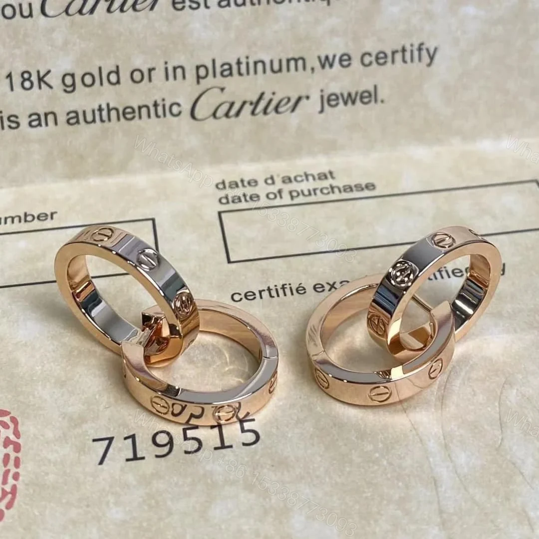 View 4 of 18K Gold Cartier Double Hoop Transformable Love Earrings