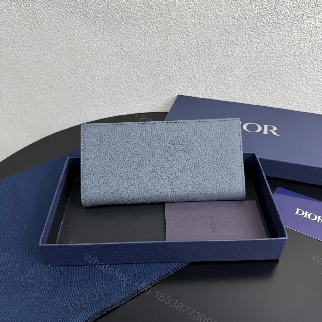 View 8 of Slate Denim Monogram Wallet: Pebble Leather, Slim Luxe Style
