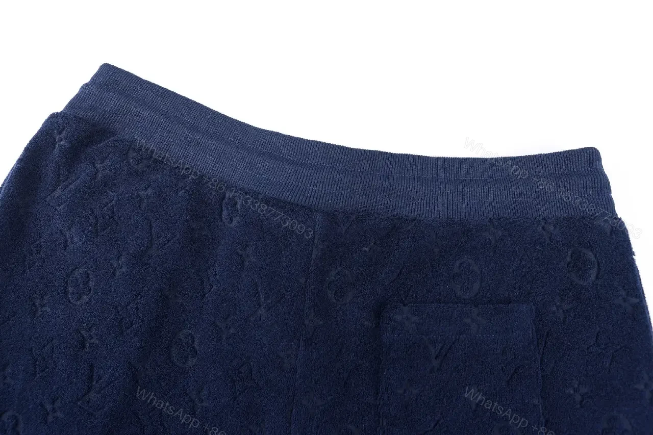 View 12 of Navy Cotton Louis Vuitton-Patterned Drawstring Shorts