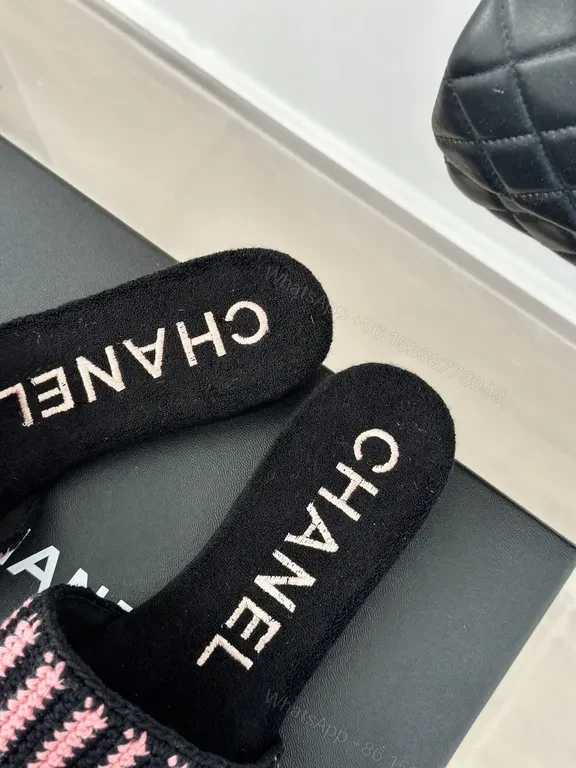 View 5 of BouclÃ© Stripe Chanel-Inspired Slip-Ons: Luxe Comfort Slides