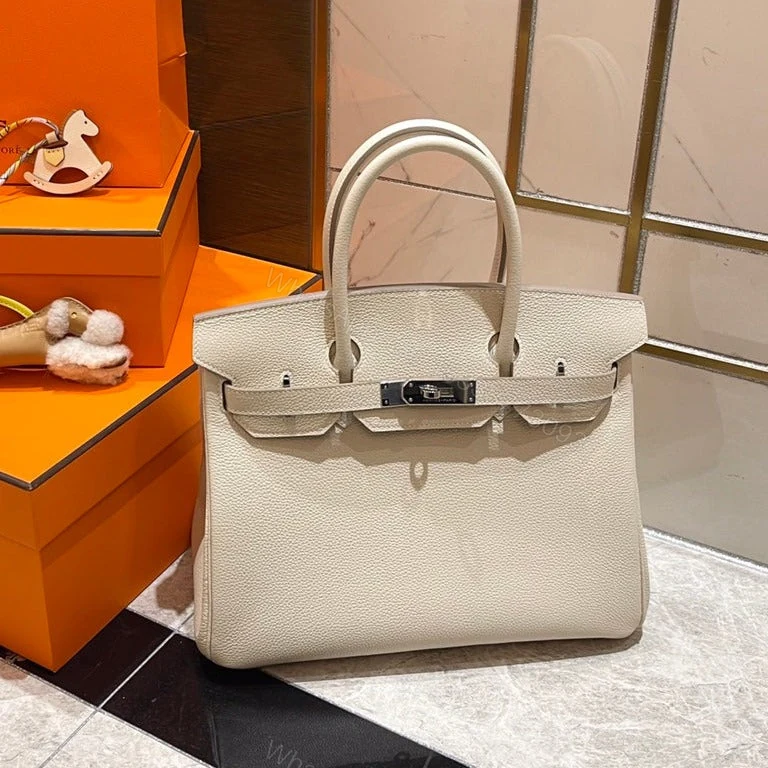 HERMES BIRKIN 30CM WHITE TOGO LEATHER SILVER HARDWARE — view 1