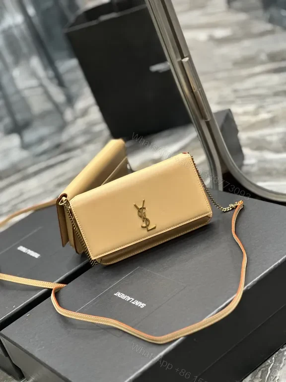 View 5 of Chic Beige Leather Crossbody with Gold Emblem